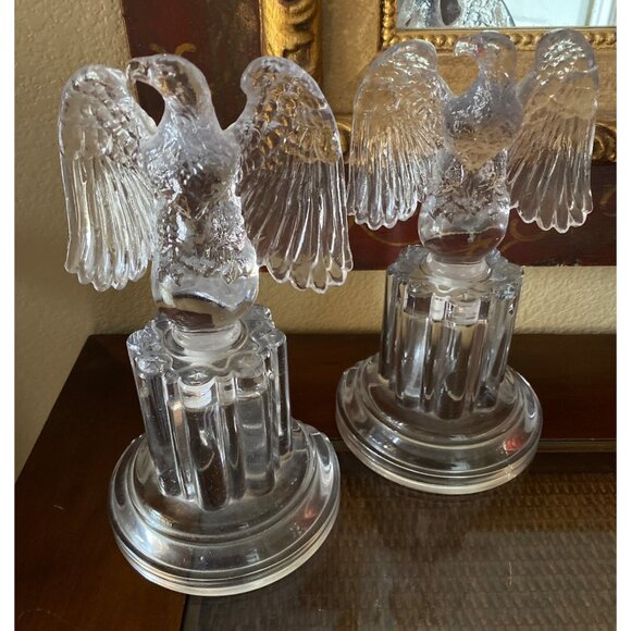 Other - Vintage Imperial Glass Eagle Bookends Pair 9.5" Mid Century Americana